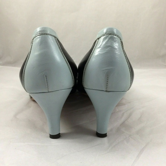 FURLA Pump Two Tone Bow Tassel Leather Brown Blue - Picture 4 of 8